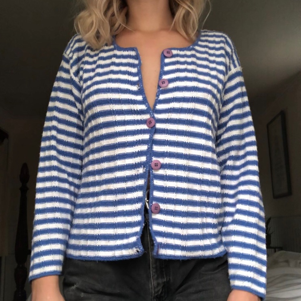 Blue Striped Cardigan